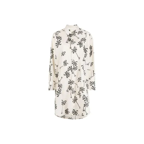 PALM ANGELS Белое Женское Длинное Платье с Рукавами