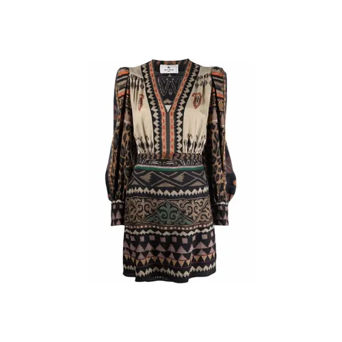 ETRO Коричневый Женские Длинные Платья с Рукавами