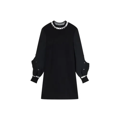 DKNY Черное Женское Длинное Платье с Рукавами