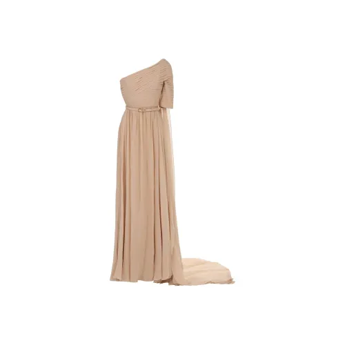 ELIE SAAB Пшеница Женские Короткие Платья с Рукавами