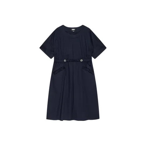 DKNY SS24 Короткое платье с короткими рукавами женское темно-синий