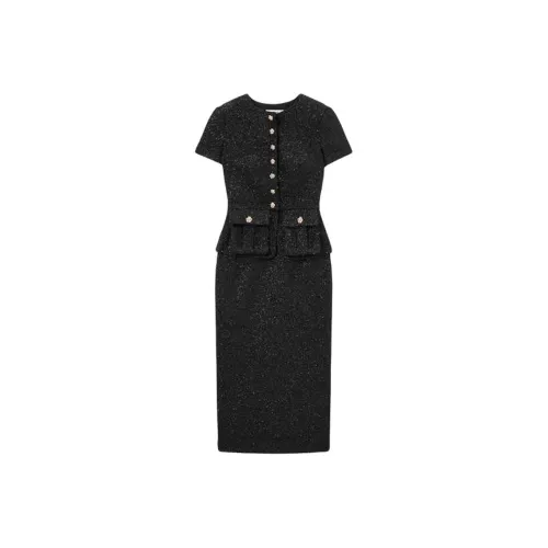 Self Portrait Короткий рукав Платье Женское Классический черный