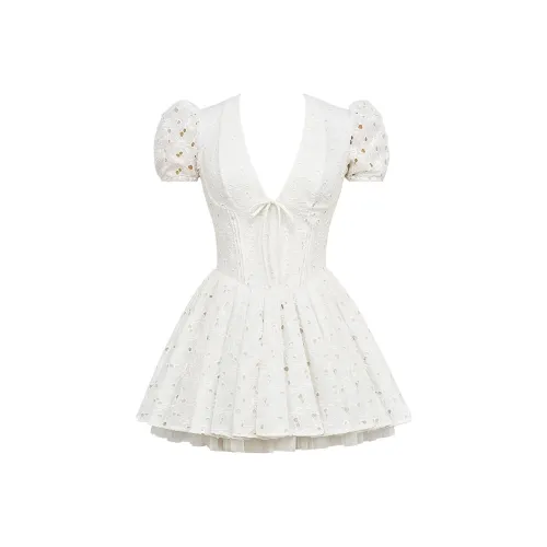 HOUSE OF CB Imani Короткий рукав Платье Женское SNOWDROP Черный Козий кашемир