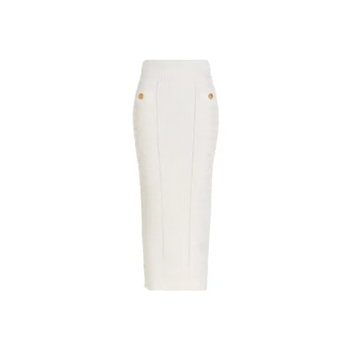 BALMAIN Белая женская вязаная длинная юбка