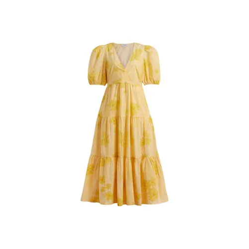 COACH SS24 Короткое платье с короткими рукавами женское желтое