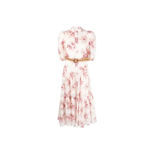Zimmermann Розовые Женские Платья с Коротким Рукавом