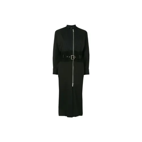Sacai Черное Женское Длинное Платье с Рукавами
