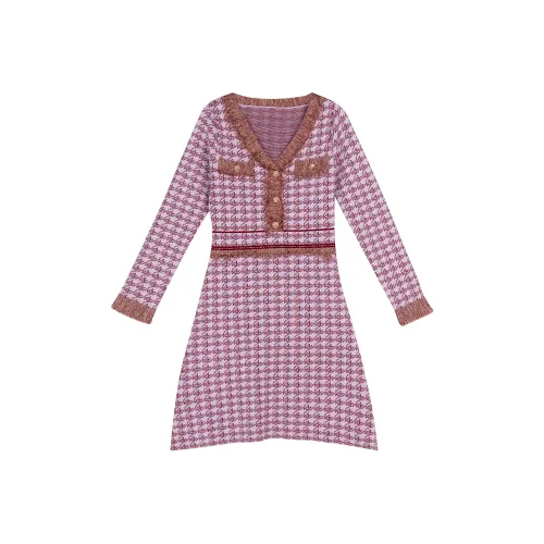 Leather Cat A Линия Юбка Платье Розовый