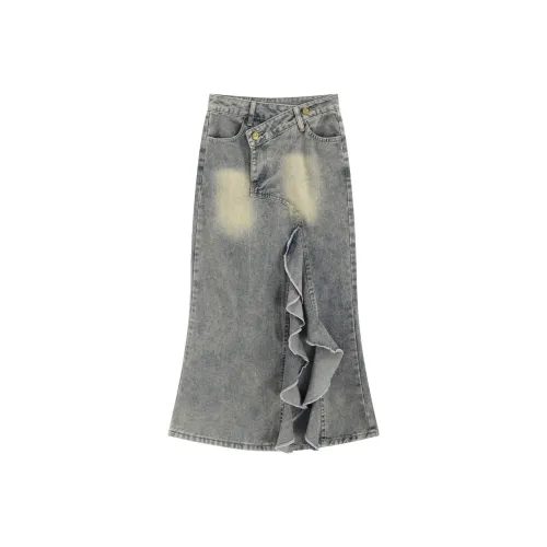 DGMZ Denim Long Skirt Women's Blue