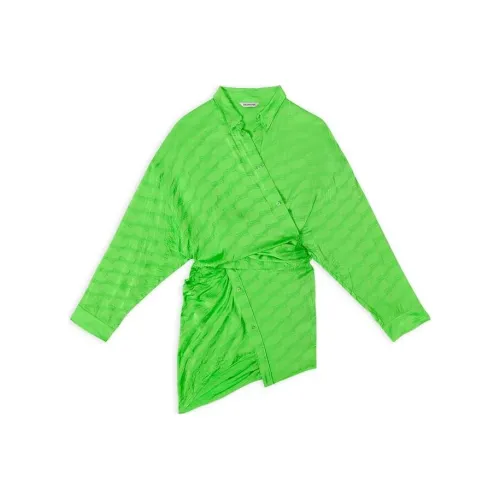 BALENCIAGA Зеленое Женское Длинное Платье с Рукавами