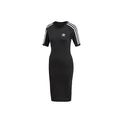 Adidas Originals Короткий рукав Платье Женское Черное