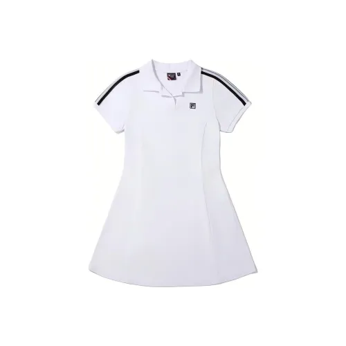 FILA Белое Женское Короткое Платье с Рукавами