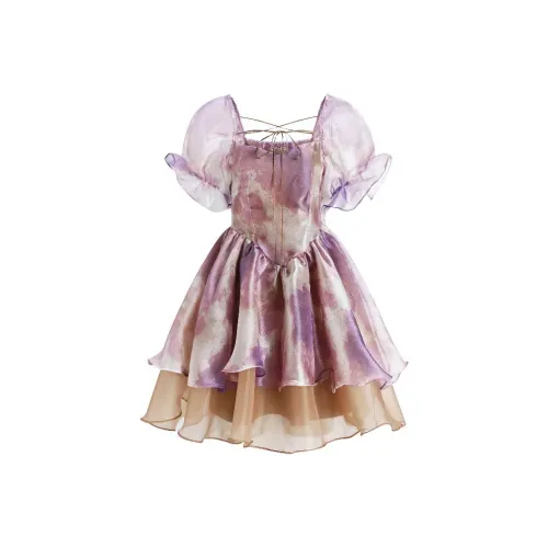 ZUKIZUKI SS24 Короткий рукав Платье Женское Фиолетовое