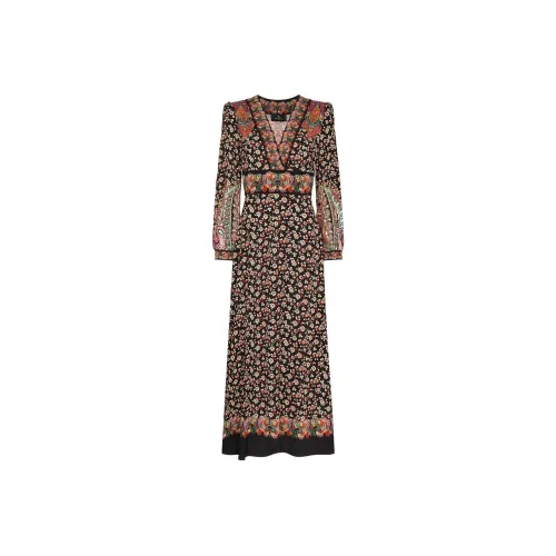 ETRO Черное Женское Длинное Платье с Рукавами