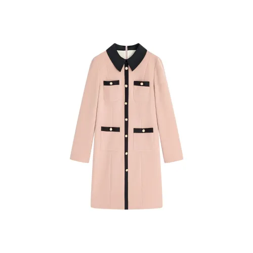 Famanxuan Длинное платье с длинными рукавами женское розовое