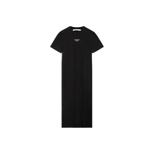Calvin Klein Черное Женское Короткое Платье с Рукавами