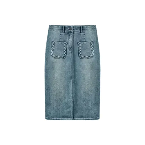KARL LAGERFELD SS24 Denim Long Skirt Women's Blue