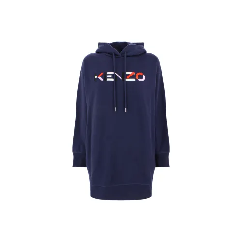 KENZO Blue Женские Длинные Платья с Рукавами