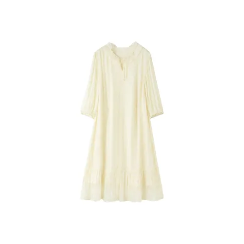 To The West Длинное Платье с Длинными Рукавами Женское Бежевое