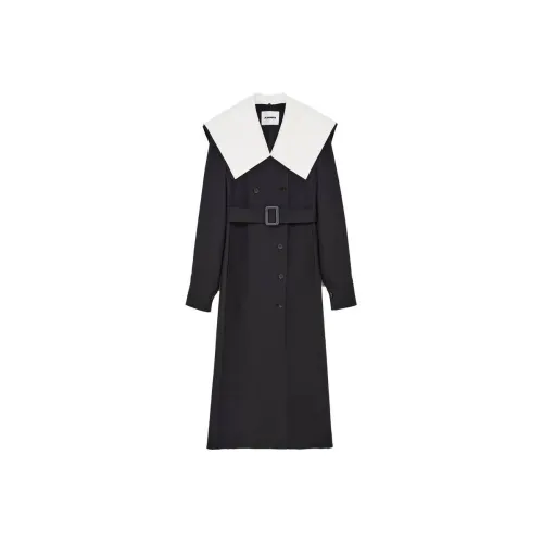 JIL SANDER Черное Женское Длинное Платье с Рукавами