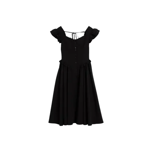 SETIROM Black Женские Короткие Платья с Рукавами