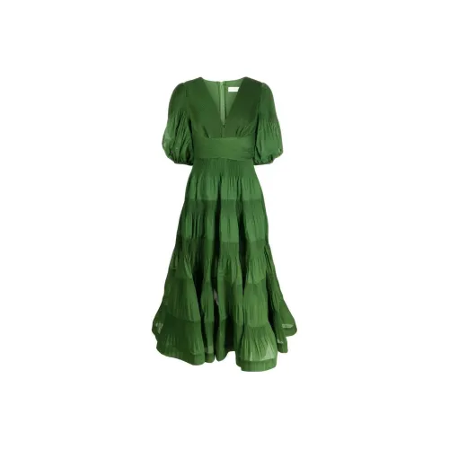Zimmermann SS23 Короткий рукав Платье Женское Зеленое