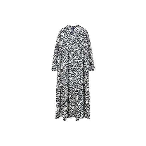 FAIRY WANG Blue Женские Длинные Рукава Платья