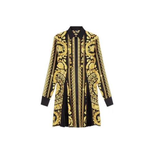 VERSACE Желтые Женские Длинные Платья с Рукавами