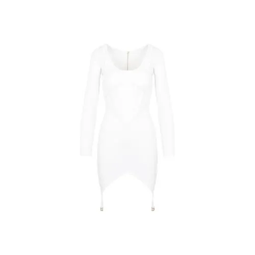 DION LEE Белое Женское Длинное Платье с Рукавами