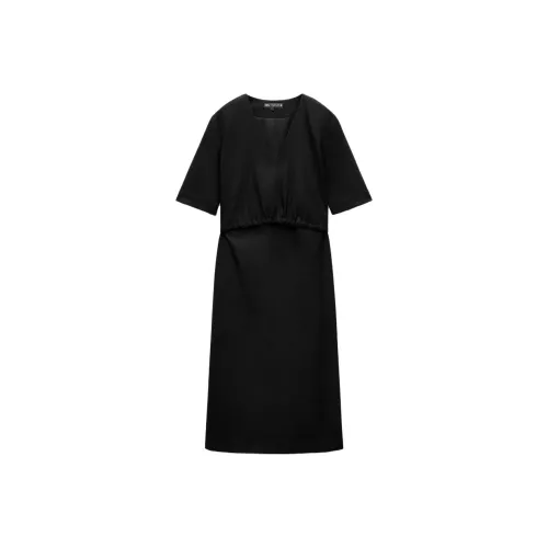 ZARA ZW Series Короткий рукав Платье Женское Черное