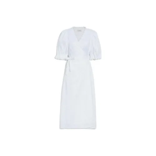 COACH Белое Женское Короткое Платье с Рукавами