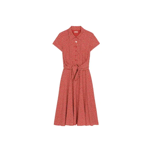 KENZO Red Женские Короткие Платья с Длинными Рукавами