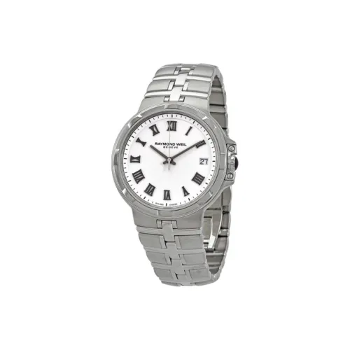 Raymond Weil Кварцевый механизм Мужские часы Часы 41 мм Белый циферблат Корпус из нержавеющей стали Ремешок из нержавеющей стали