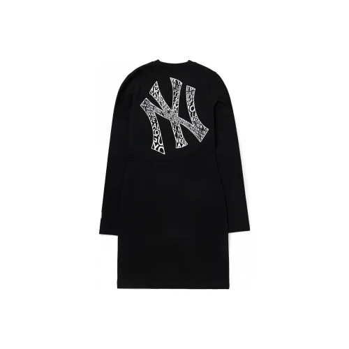 MLB Wms Черное Женское Длинное Платье с Рукавами