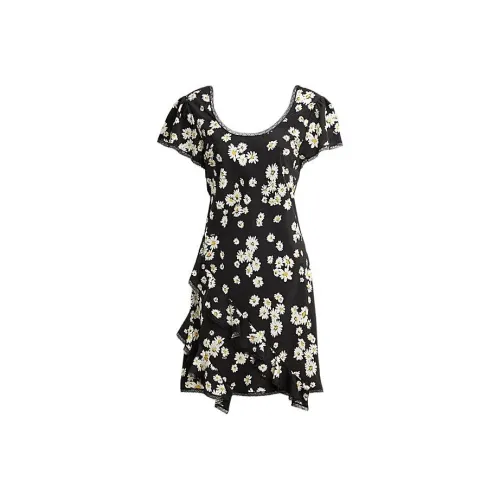 COACH SS24 Короткое платье с короткими рукавами женское черное