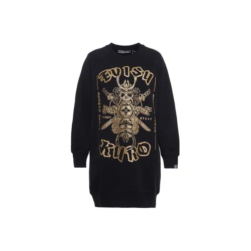 EVISU Черный Женские Длинные Платья с Длинными Рукавами