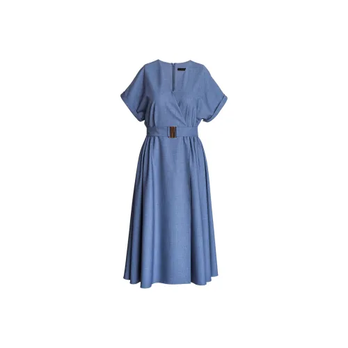 ROEYSHOUSE Короткое платье с короткими рукавами женское синее