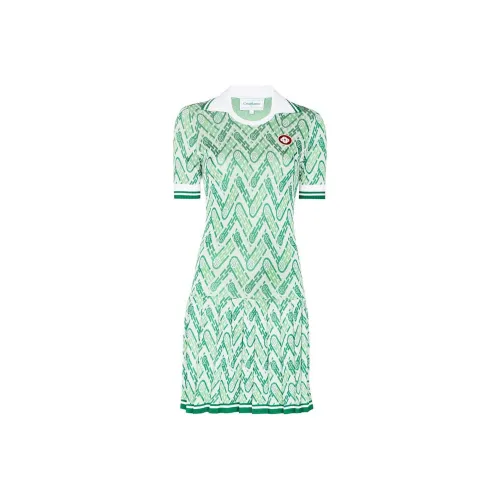 CASABLANCA Зеленое Женское Короткое Платье с Рукавами