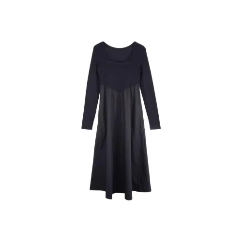 A21 Длинное платье с длинными рукавами женское черное