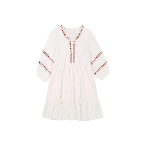 Geyini Короткий рукав Платье Юбка Женское Абрикосовое