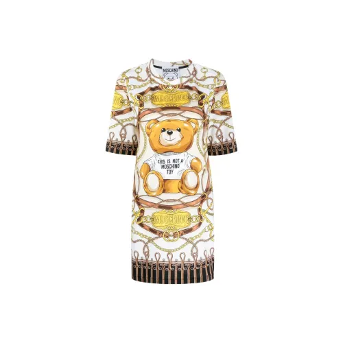 MOSCHINO Экрю Женские Платья с Короткими Рукавами