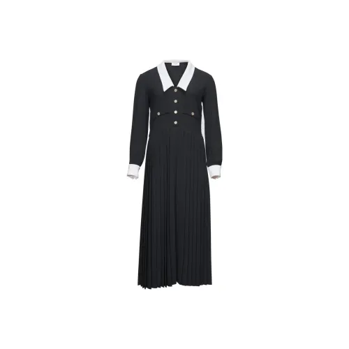 CELINE Черное Женское Длинное Платье с Рукавами