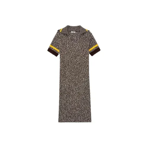 JIL SANDER Хаки Женские Короткие Платья с Рукавами