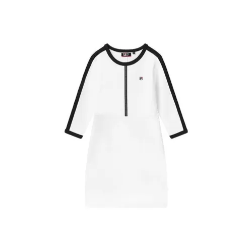 FILA Белое Женское Короткое Платье с Рукавами