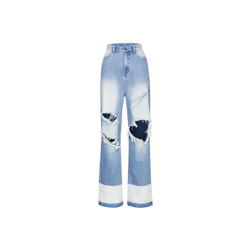 AZEPAM SS22 Широкие брюки Джинсы Женские Синий