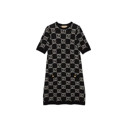 GUCCI SS23 Короткий рукав Платье Женское Черное