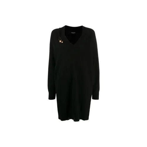 VERSACE Длинное платье с длинными рукавами женское черное