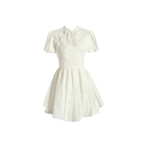 GTLA Короткий рукав Платье Женское Экрю