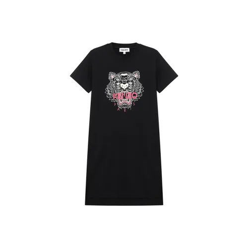 KENZO Черное Женское Короткое Платье с Рукавами