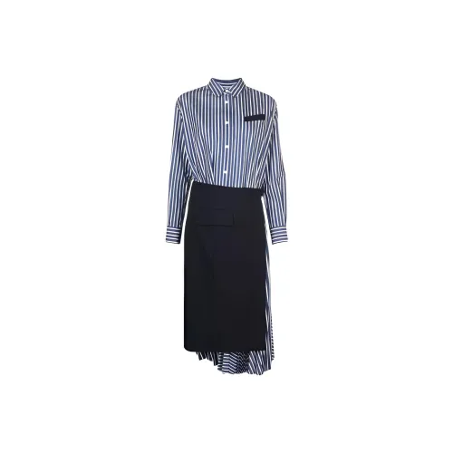 Sacai Blue Женские Длинные Рукава Платья